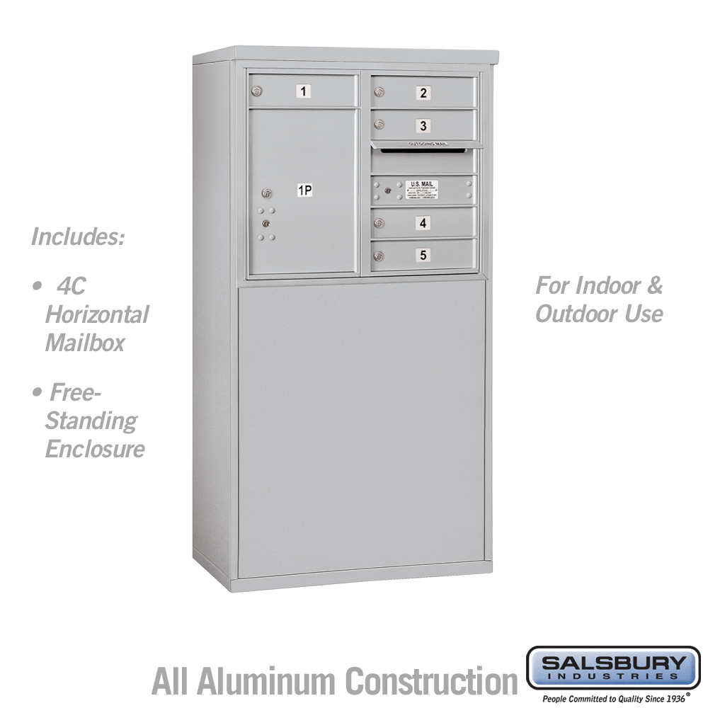 Salsbury 6 Door High Free-Standing 4C Horizontal Mailbox with 5 Doors and 1 Parcel Locker with USPS Access