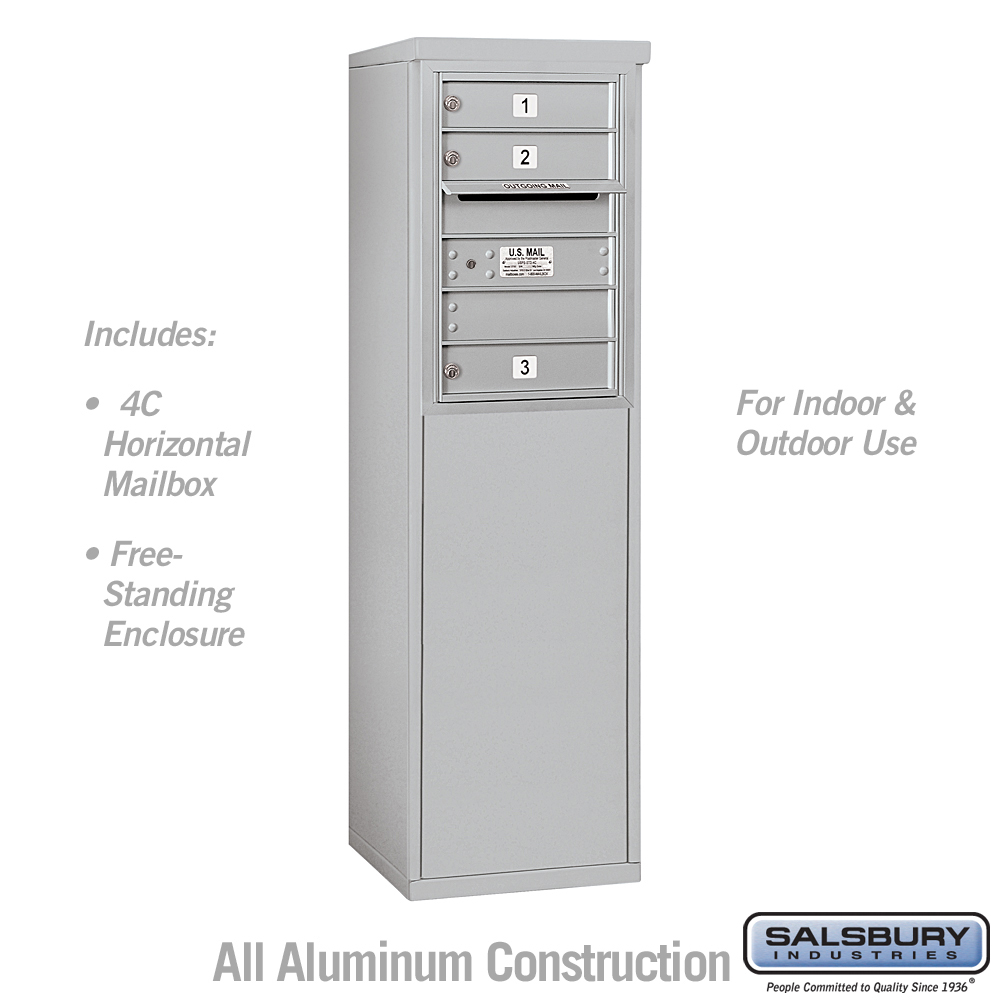 Salsbury 6 Door High Free-Standing 4C Horizontal Mailbox with 3 Doors with USPS Access