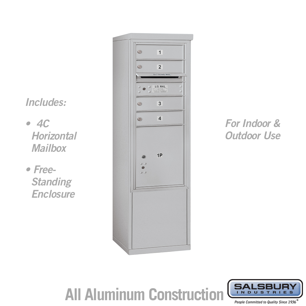 Salsbury 10 Door High Free-Standing 4C Horizontal Mailbox with 4 Doors and 1 Parcel Locker with USPS Access
