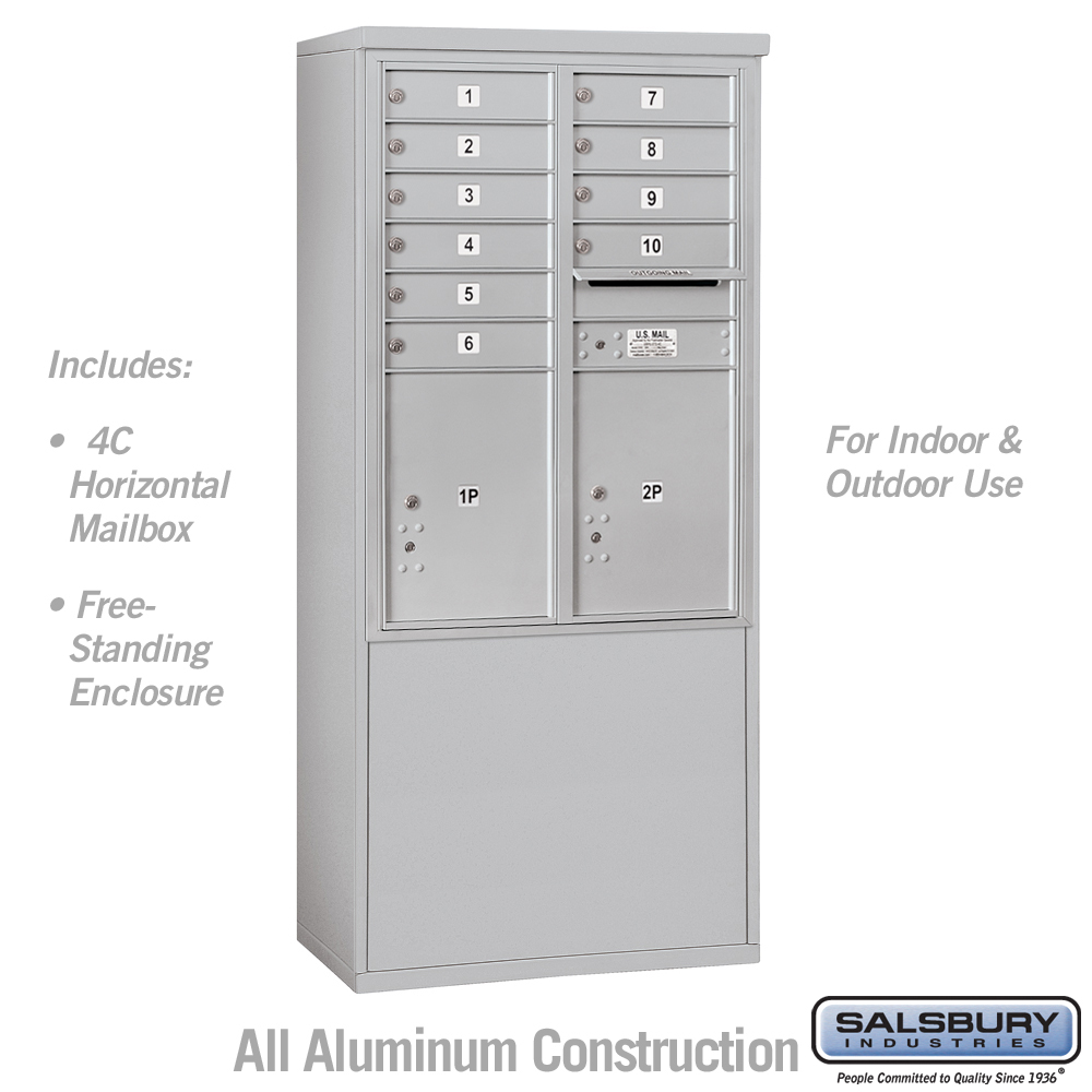 Salsbury 11 Door High Free-Standing 4C Horizontal Mailbox with 10 Doors and 2 Parcel Lockers with USPS Access