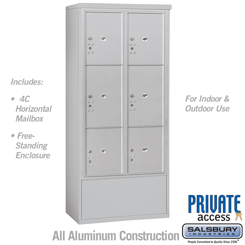 Maximum Height Free-Standing 4C Horizontal Parcel Locker with 6 Parcel Lockers with Private Access