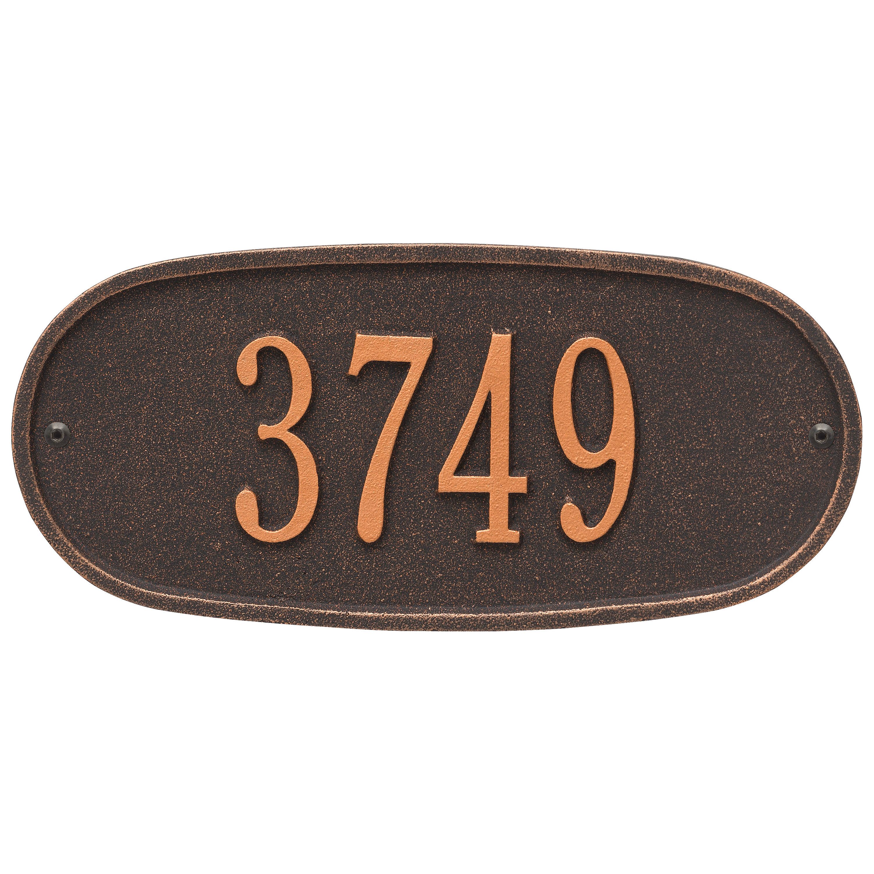 Whitehall Oval Plaque - Std Wall - One Line Address Plaque