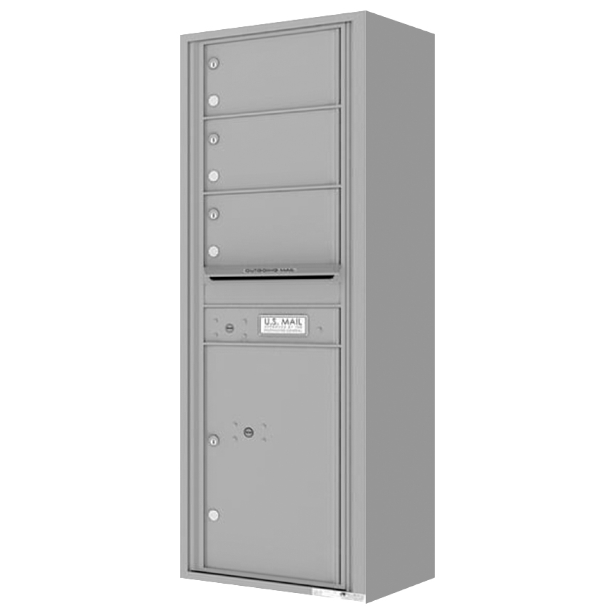 Surface Mount 4C Horizontal Mailbox - 3 Doors 1 Parcel Locker - Front Loading - 4C14S-03-SM