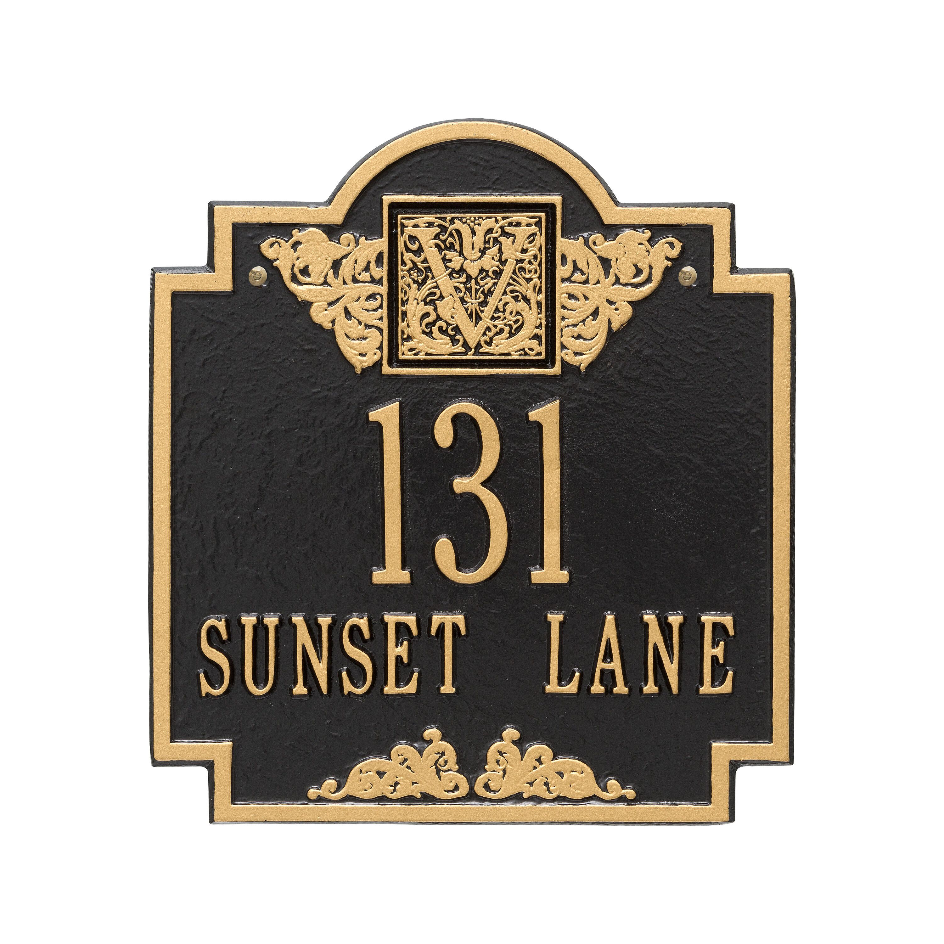 Whitehall Monogram - Standard Wall - Two Line Address Plaque 