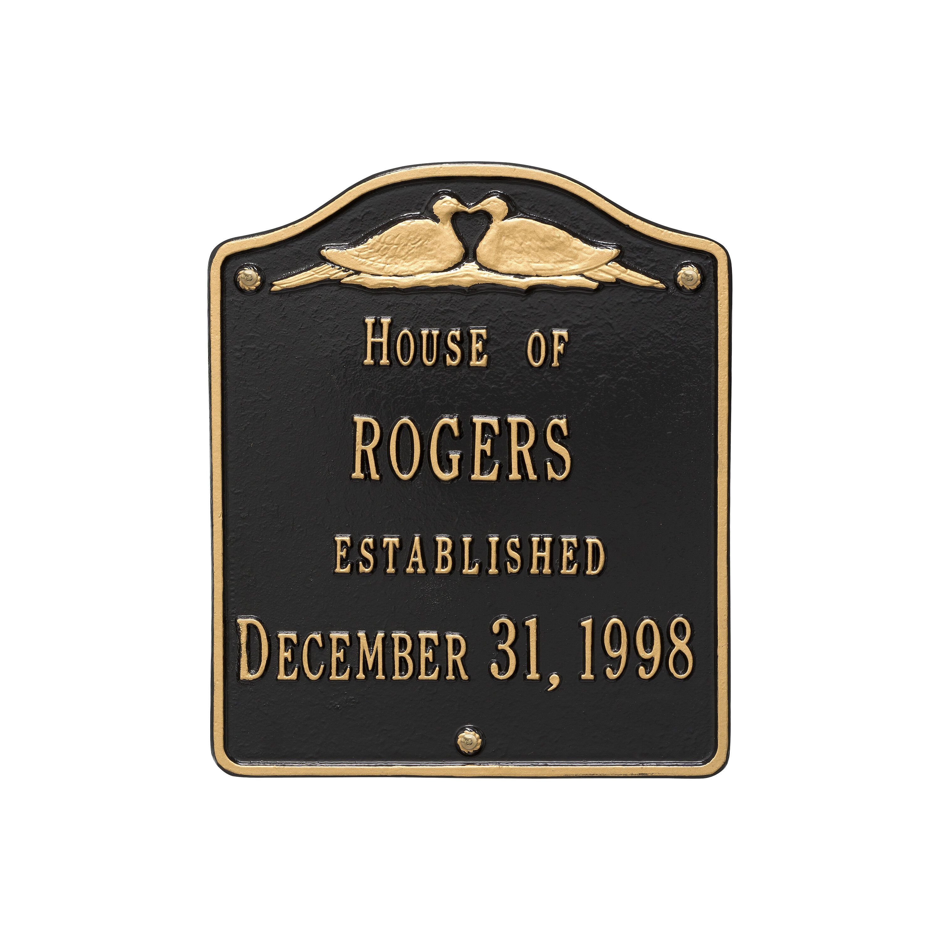 Whitehall Wedding Plaque - Standard Wall - Two Line Address Plaque 