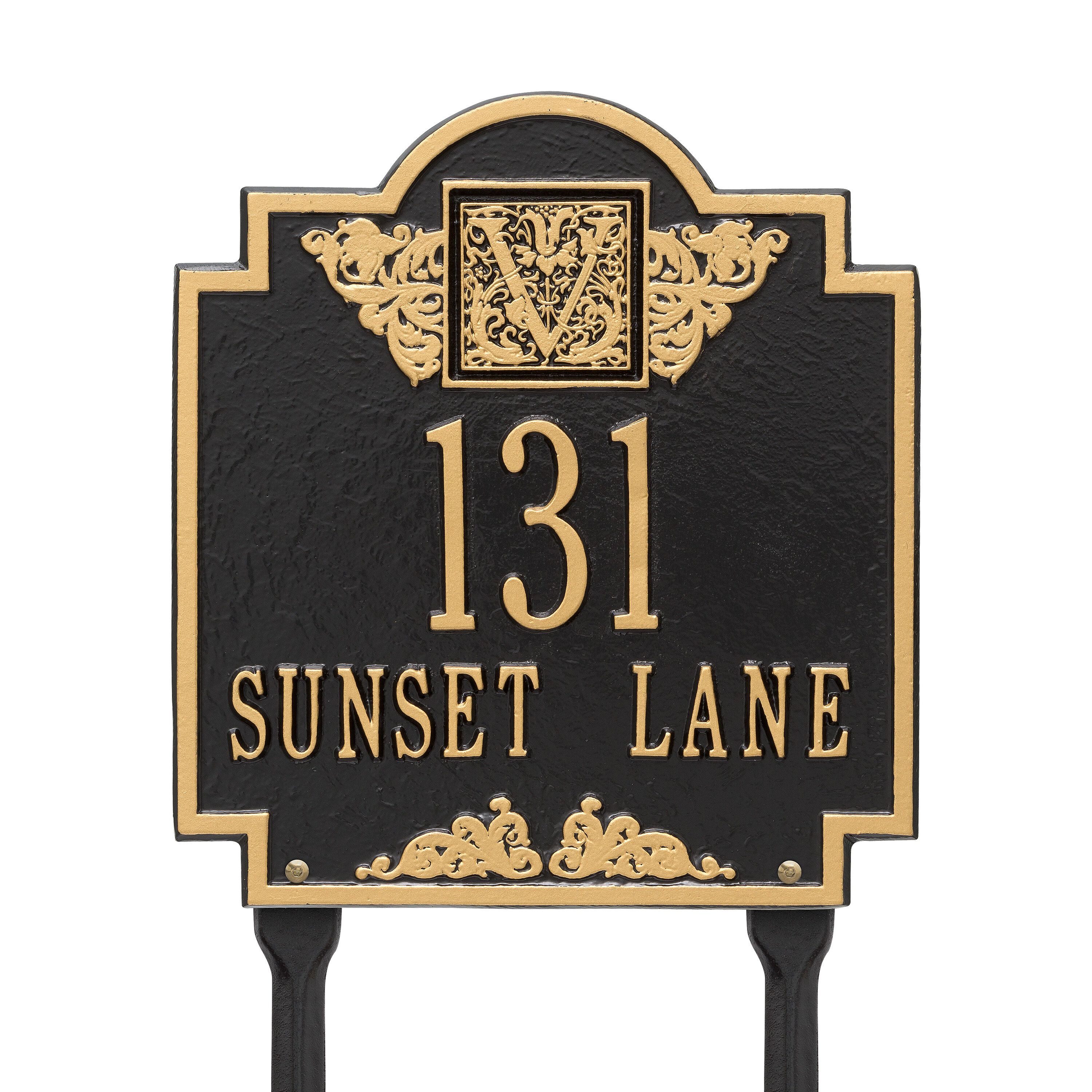 Whitehall Monogram - Standard lawn - Two Line Address Plaque 