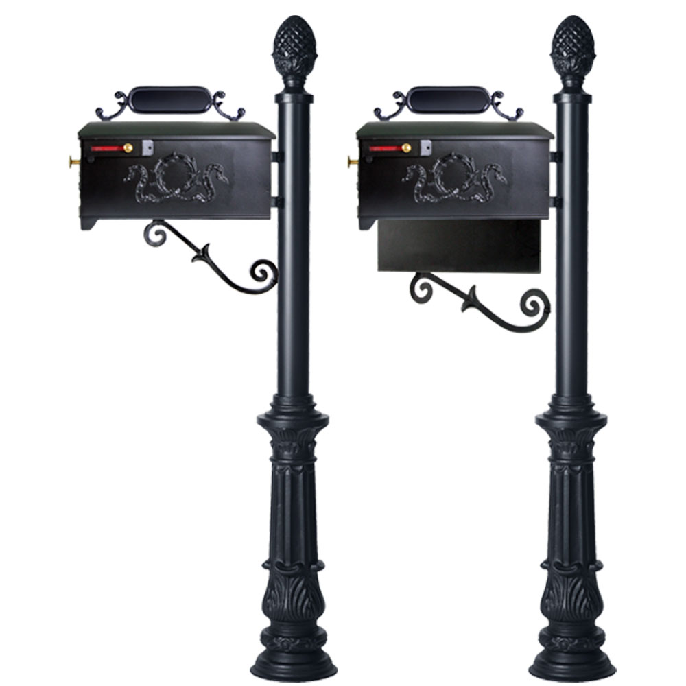 Trellised Mail Mailbox System with Olive Wreath & Pineapple Finial