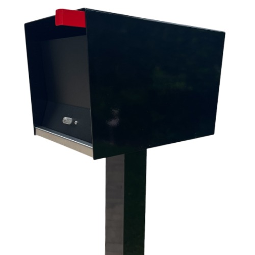 Ted Stuff Quick-Ship Uptown Modern Mailbox in White and Black with Stainless Steel Stick on Numbers