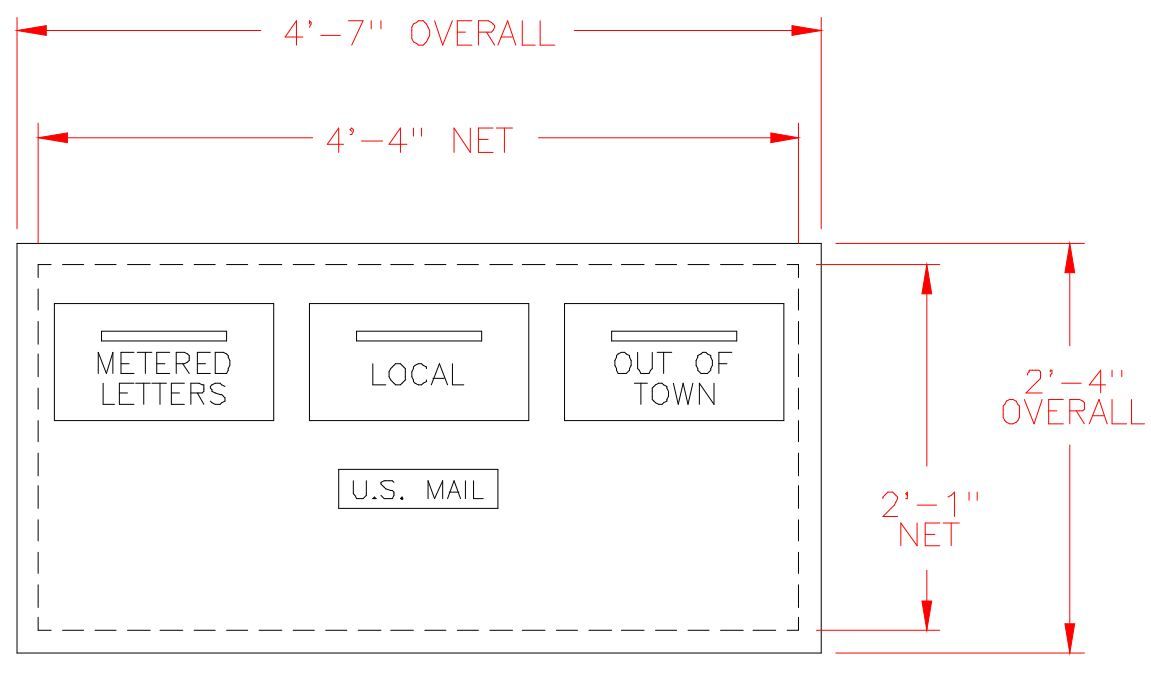 Rear Loading Outgoing Mail Drop Box - 3 Units High - 3 Hopper Doors