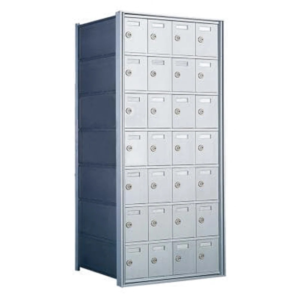 7 Doors High x 4 Doors (28 Tenants) 1700 Horizontal Mailbox Rear-Load Private Distribution in Anodized Aluminum Finish