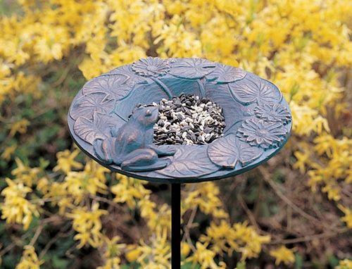 Whitehall Frog Garden Bird Feeder - Copper Verdi