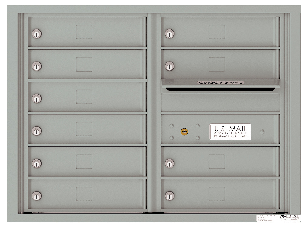 Front Loading Double Column Commercial Mailbox with 10 Tenant Doors