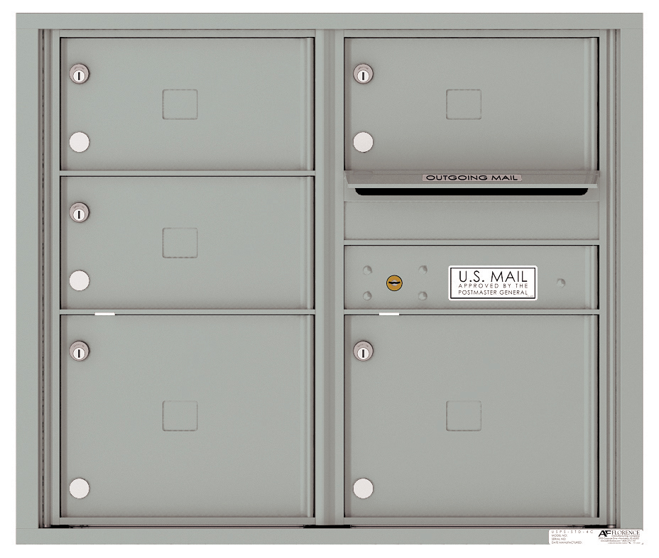 Front Loading Double Column Commercial Mailbox with 5 Tenant Doors