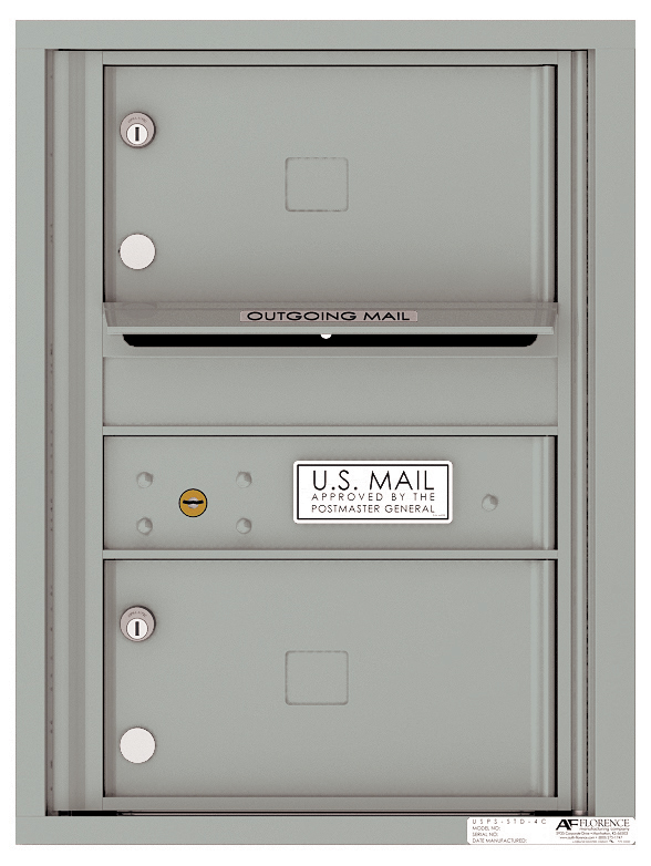 Front Loading Single Column Commercial Mailbox with 2 Tenant Compartments - 4C Horizontal