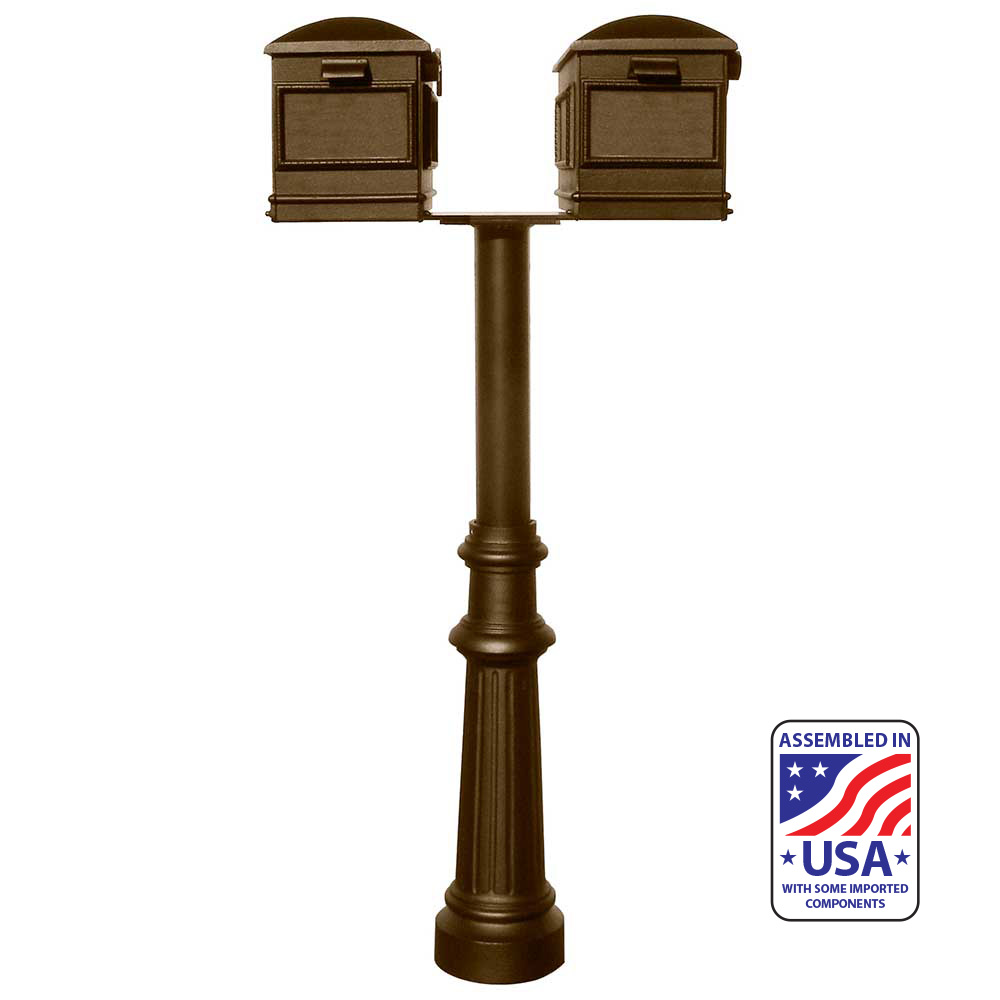 The Hanford TWIN (no scrolls) Lewiston mailbox post system with fluted base