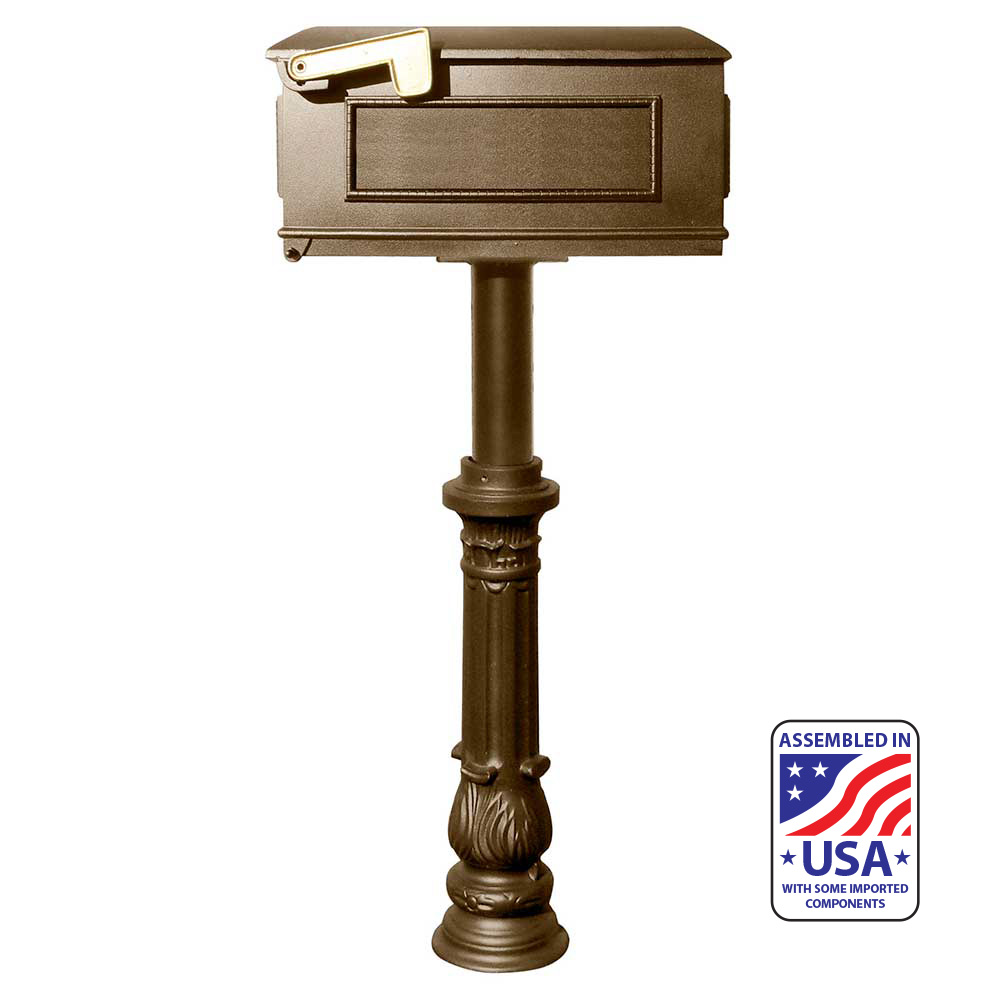 The Hanford SINGLE Lewiston mailbox post system with ornate base