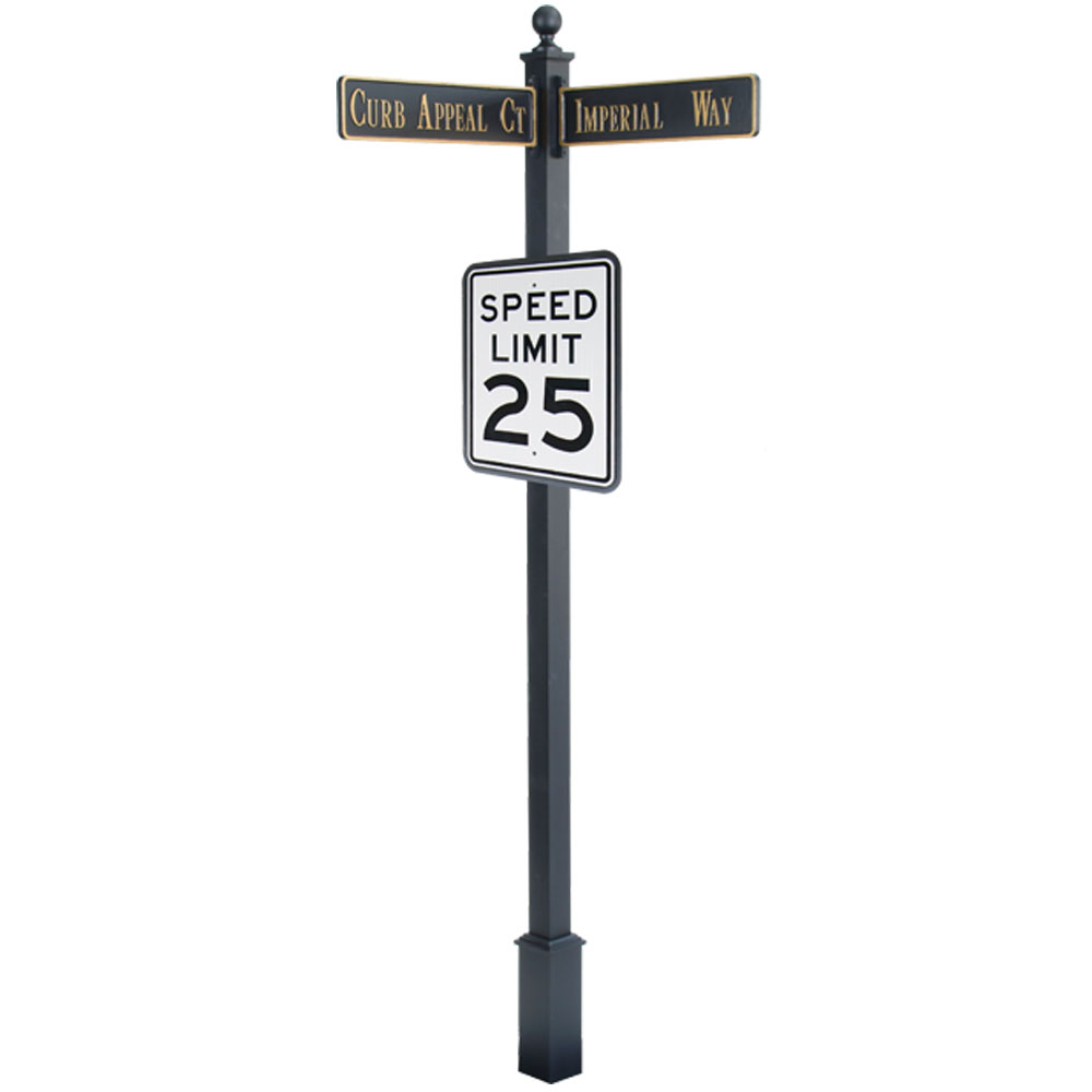 Estate Square Post Street Sign with Cast Blades and 30