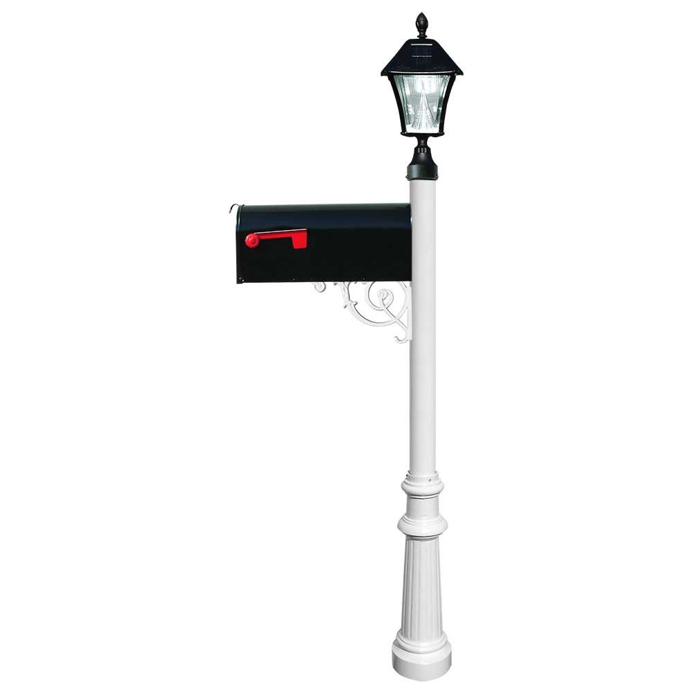 Qualarc Lewiston Mailbox with Lantern lpst-800-e1-sl-wht