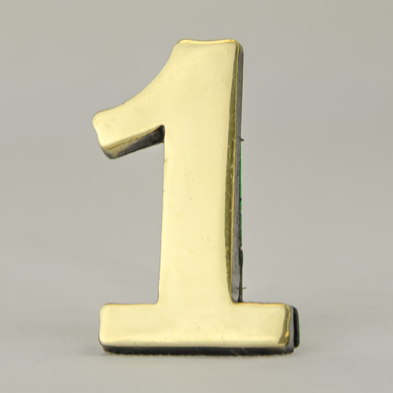 2 Inch Brass Number One with Self Adhesive Back