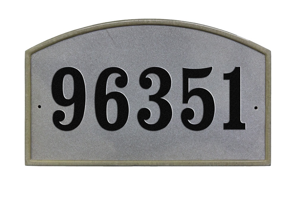 Riviera Arch Crushed Stone Address Plaque in Slate Color