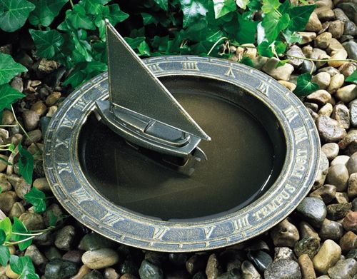 Whitehall Sailboat Sundial Birdbath - French Bronze