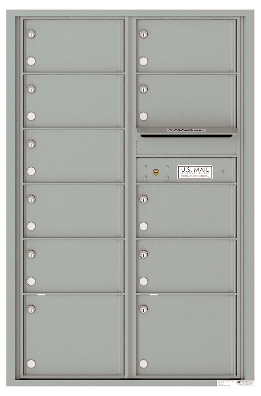 Versatile Front Loading Commercial Mailbox with 11 Tenant Compartments and Outgoing Mail Slot - Double Column