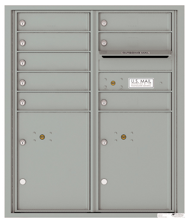Versatile Front Loading Double Column Commercial Mailbox with 8 Tenant Compartments and 2 Parcel Lockers