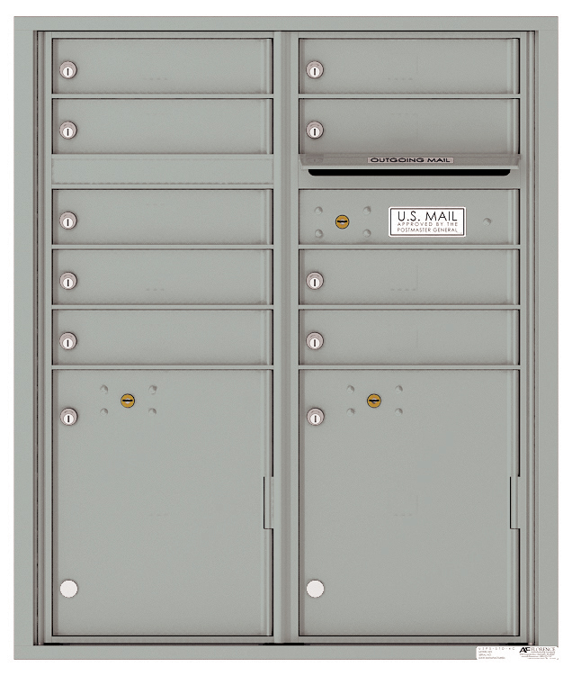 Versatile Front Loading Double Column Commercial Mailbox with 9 Tenant Compartments and 2 Parcel Lockers
