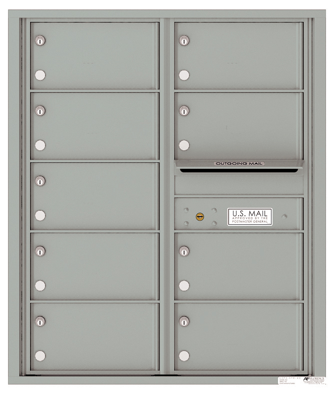 Versatile Front Loading Double Column Commercial Mailbox with 9 Tenant Compartments and Outgoing Mail Slot