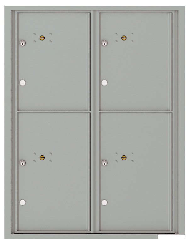 Versatile Front Loading Fully Recessed Single Column Commercial Mailbox with 4 Parcel Lockers (2 Extra-Large)