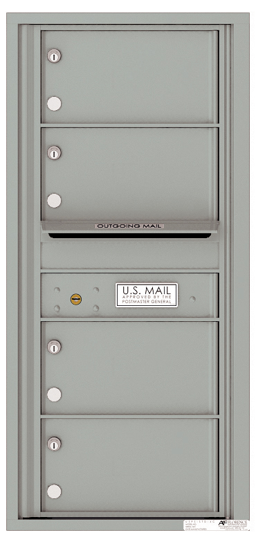 Versatile Front Loading Single Column Commercial Mailbox with 4 Tenant Compartments and Outgoing Mail Slot