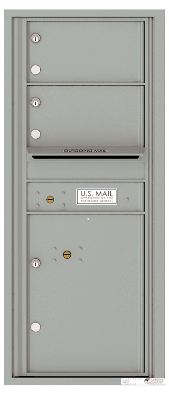 Versatile Front Loading Single Column Commercial Mailbox with 2 Tenant Compartments and 1 Parcel Locker-4C11S-02