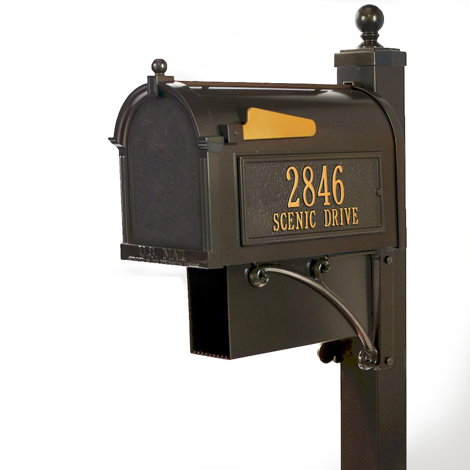 Whitehall Deluxe Westwood Curbside Mailbox Package with Newspaper Holder